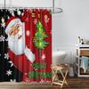 1Pc Santa Claus Holiday Print Waterproof Shower Curtain Bathtub Partition Curtain With 12 Hooks Privacy Protection Easy Install