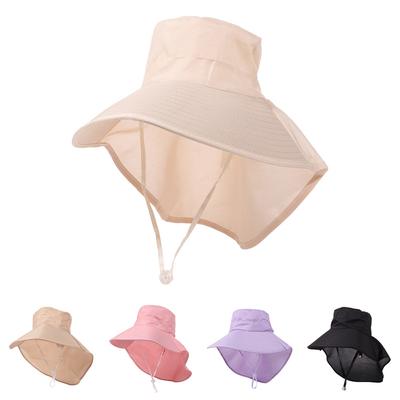 Korean Style Sun Protection Hat Anti-UV Women Bucket Hats Wide Brim Sun Hat  with Neck Cover