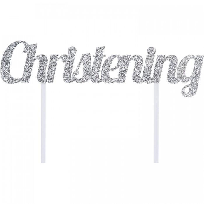 Creative Party Topper pentru tort botez cu sclipici