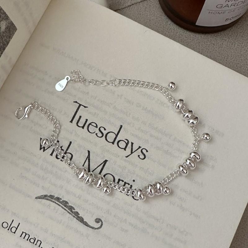 Link Chain Handmade 925 Sterling Silver Beads Beaded Bracelets for Women Fine Jewelry 16+3cm