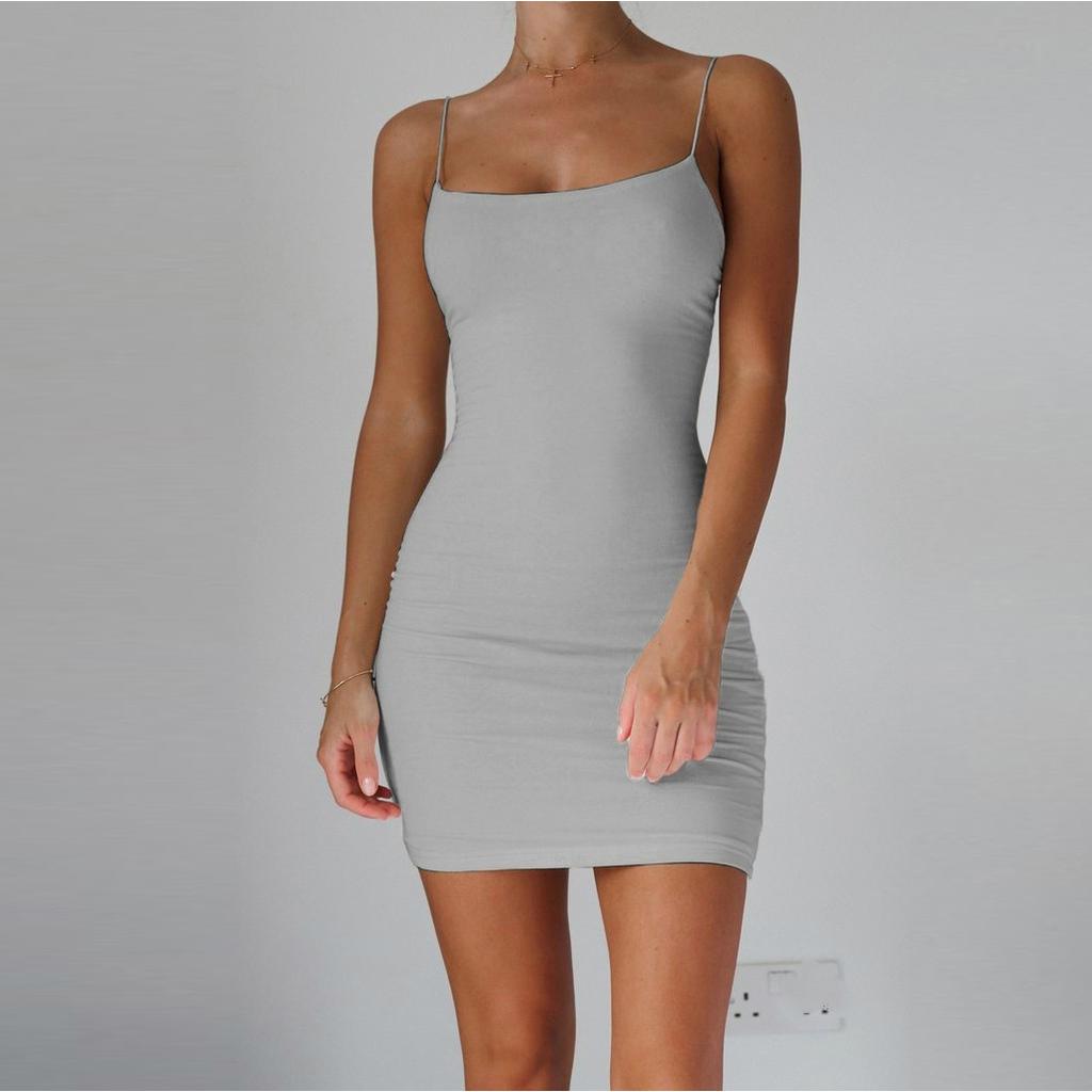 Women's Solid Color Off Shoulder Sexy Sling Simple Slim Short Casual Dress