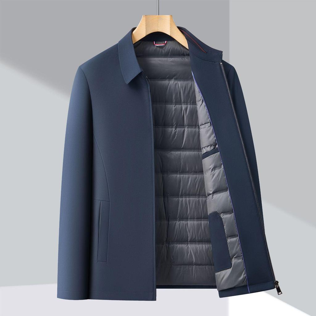 Counter Men's Mid-Age Business Casual Lightweight Warm Down Jacket with Turn-Down Collar