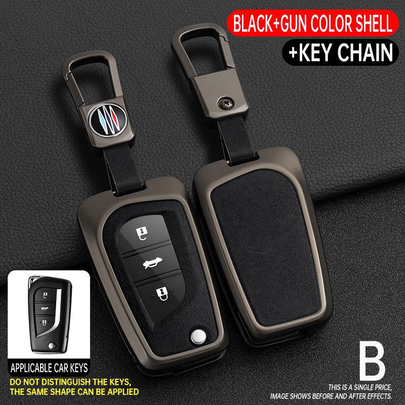 Folding Key Case for Toyota Reiz, Corolla, Levin, RAV4, and Highlander - Protective Cover & Buckle