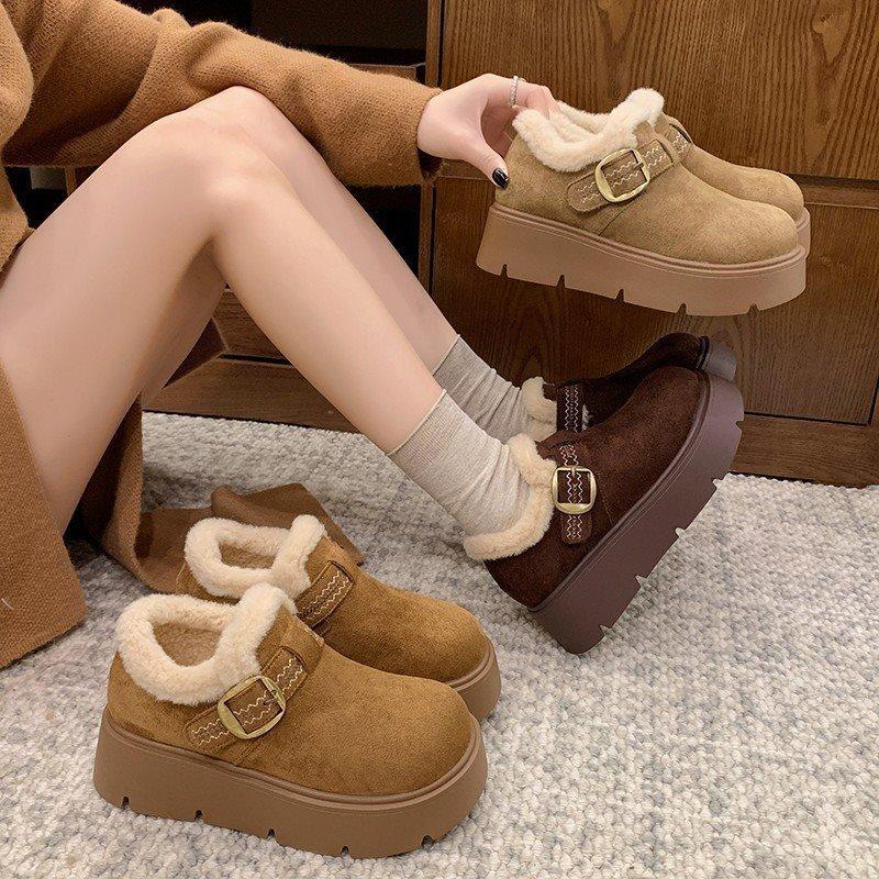 Low-top Snow Boots Birkenstocks Winter Thick-soled Warm Fluffy Piled Thickened Cotton Shoes