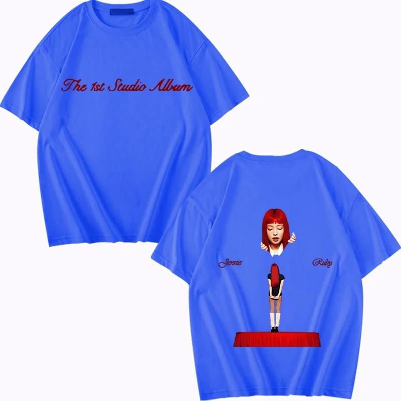 

Kpop Jennie Ruby The 1st Studio Album Merch T-shirt Men Women 2026 NEW Fashion Cotton Short Sleeve Print Summer Unisex Tops XXXL сірий