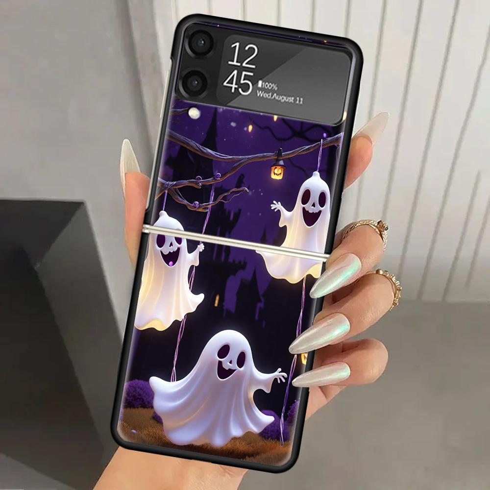 Cute Halloween Ghost Hard PC Back Phone Case for Samsung Galaxy ZFlip 7 6 5 Z Flip 4 ZFlip6 Z Flip7 5G ZFlip4 Flip3 Zflip5 Cover