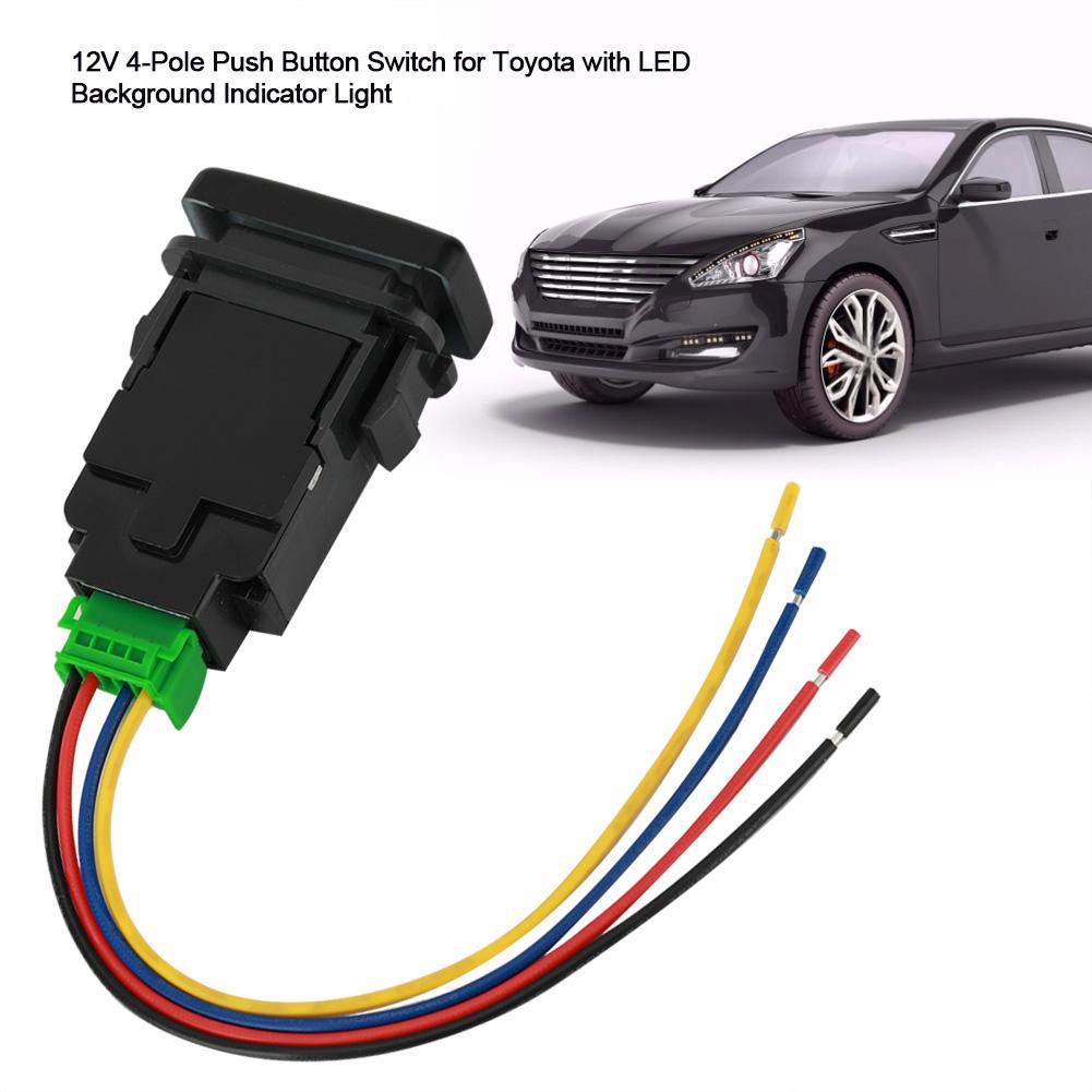 Push Toggle 12V 4-pole with LED Backlight Indicator Light for