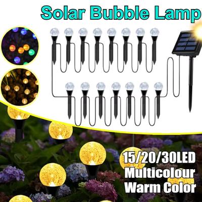 Garten Lichterkette für Außen Solarbetriebene LED Bubble Ball Wegleuchten Solar Rasen Pilotleuchten Terrasse Flur Hochzeiten Dekoration