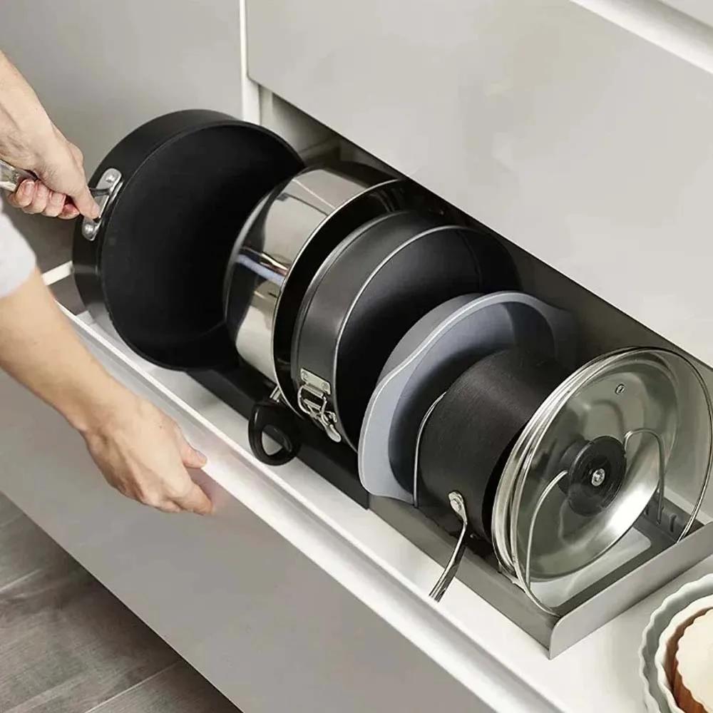 1PC Kitchen Pot Cover Storage Rack Retractable Table Storage Rack Storage Accessories for Pot Covers, Kitchenware