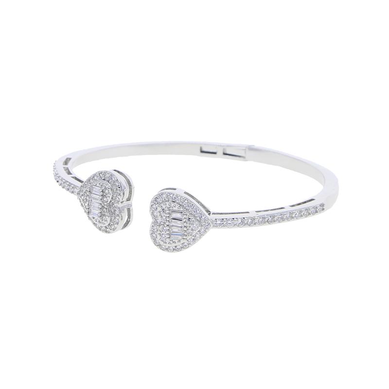 Iced Out Bling Beaded CZ Heart Bracelet for Women