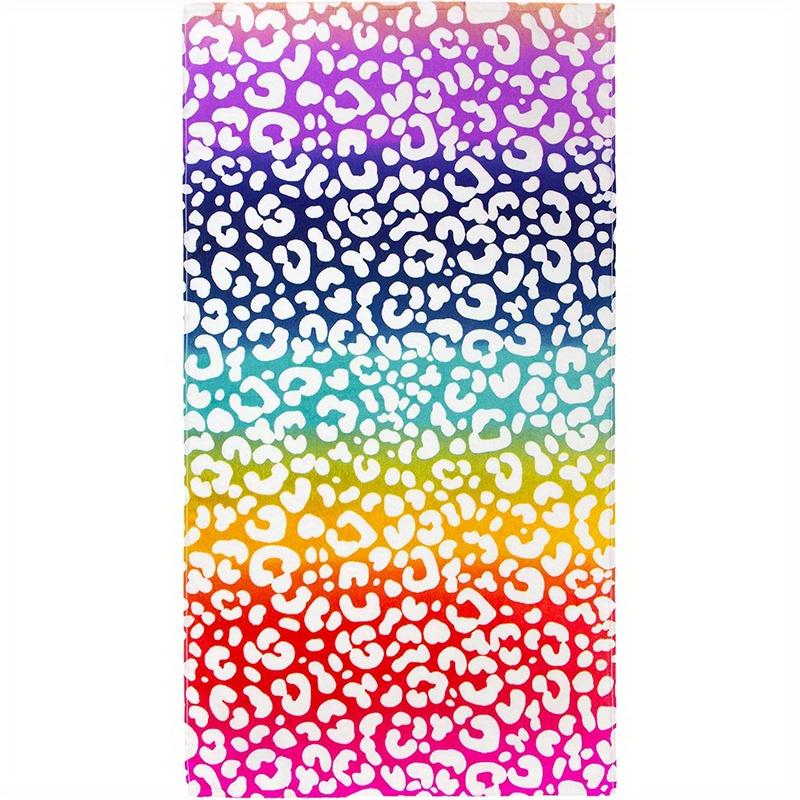 

Beach Towel Rainbow Leopard Print Pattern Sun Protection Windproof Suitable For Pool Camping Travel Blanket W30*H60(CM)