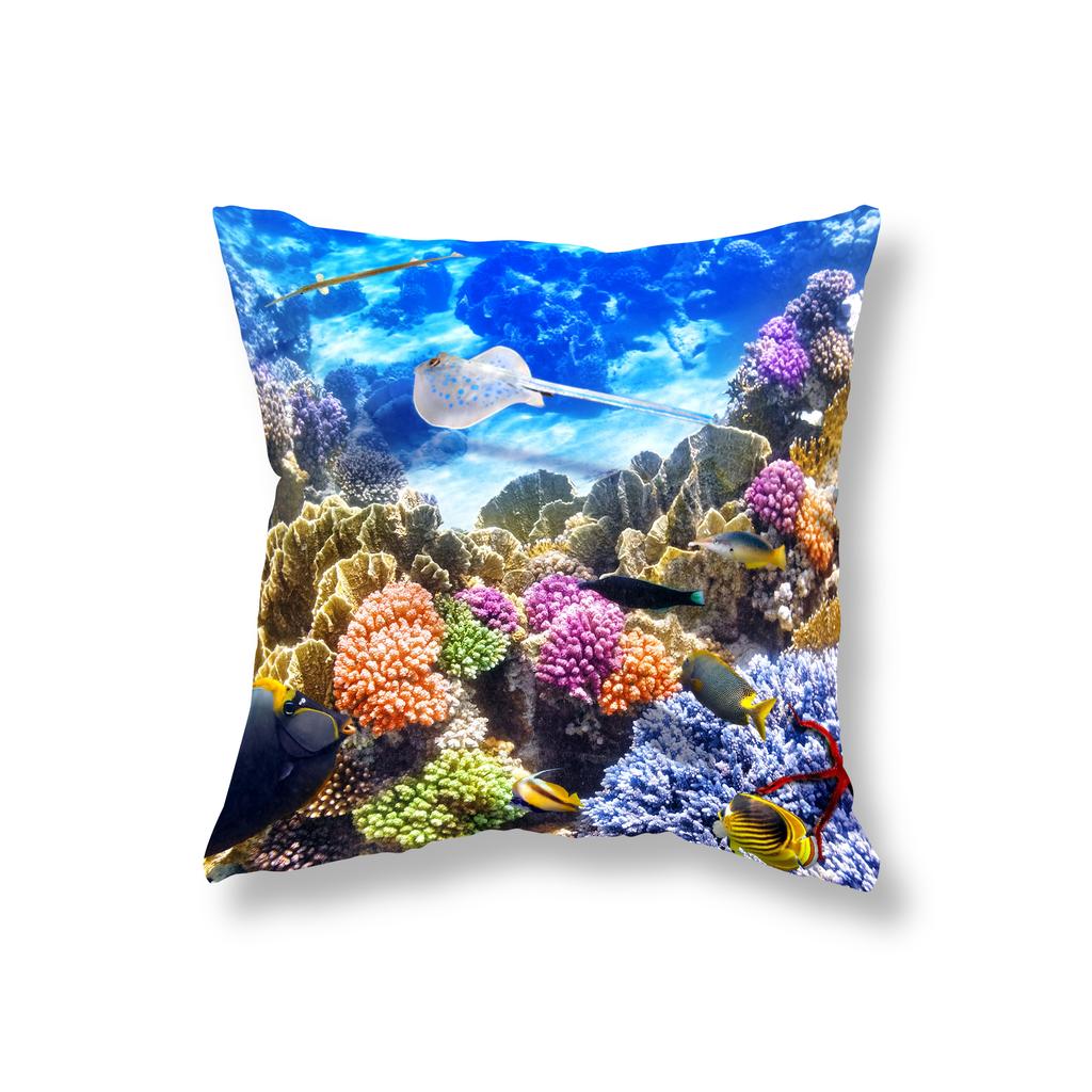 Coral Fish Marine Life Pillowcase Sofa Decoration Office Gaming Chair Cushion Cover Room Bedside Home Decor Pillowcase 45x45cm