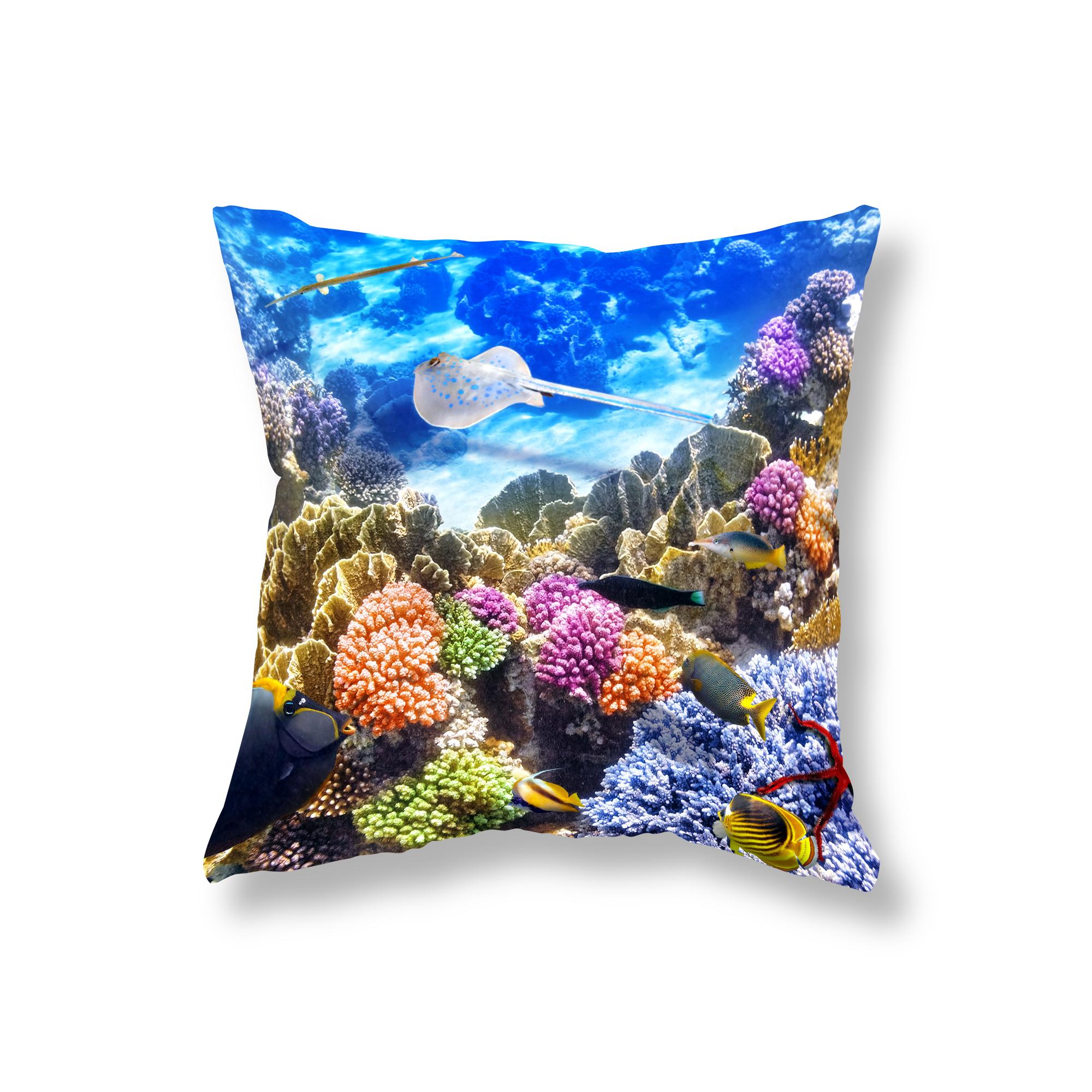 

Наволочка с коралловой рыбой и морской жизнью, украшение для дивана, офисное игровое кресло, чехол для подушки, прикроватная тумбочка, домашний декор, наволочка 45x45 см 45x45cm