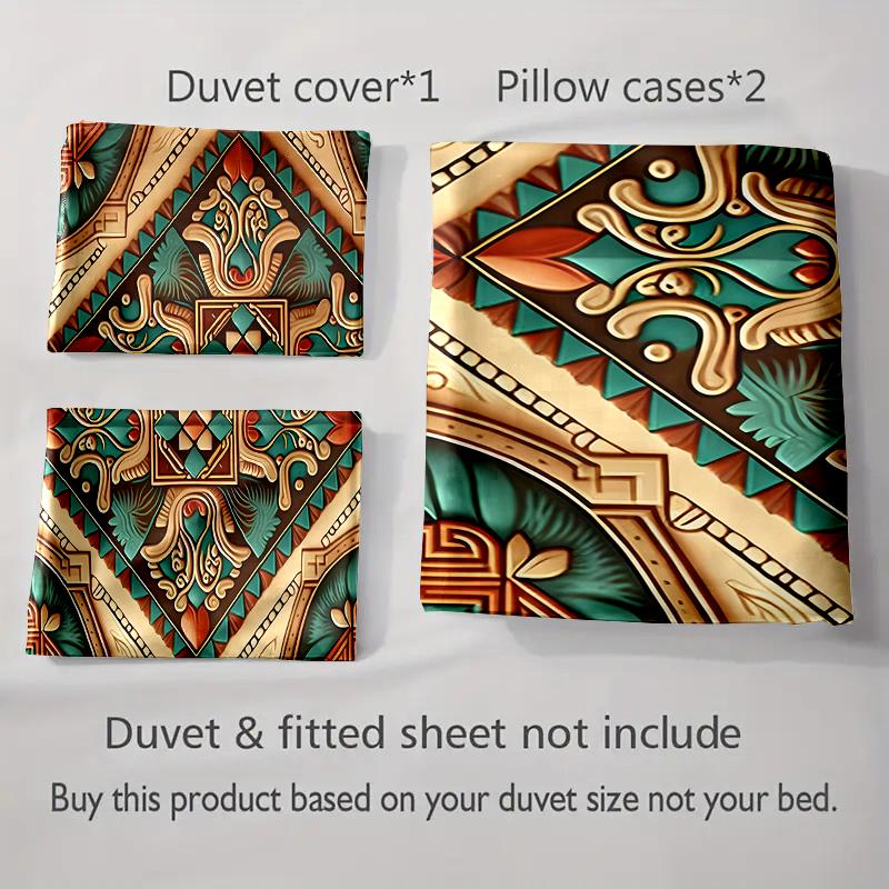 Intricate Geometric Floral Bedding Duvet Cover Sets Duvet Covers Pillowcases Gifts (1 * Duvet Cover 2 * Pillowcases, Without Duvet Insert)