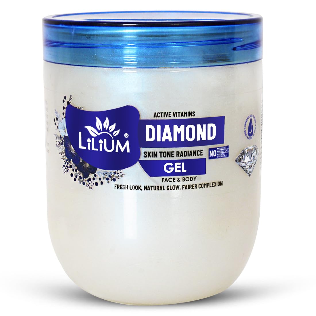 Lilium Diamond Facial Gel 500g, Fresh Look, Natural Glow, Fairer Complexion, Skin Tone Radiance, Hydrates Skin, Reduce Pigmentation, Anti-Aging, An