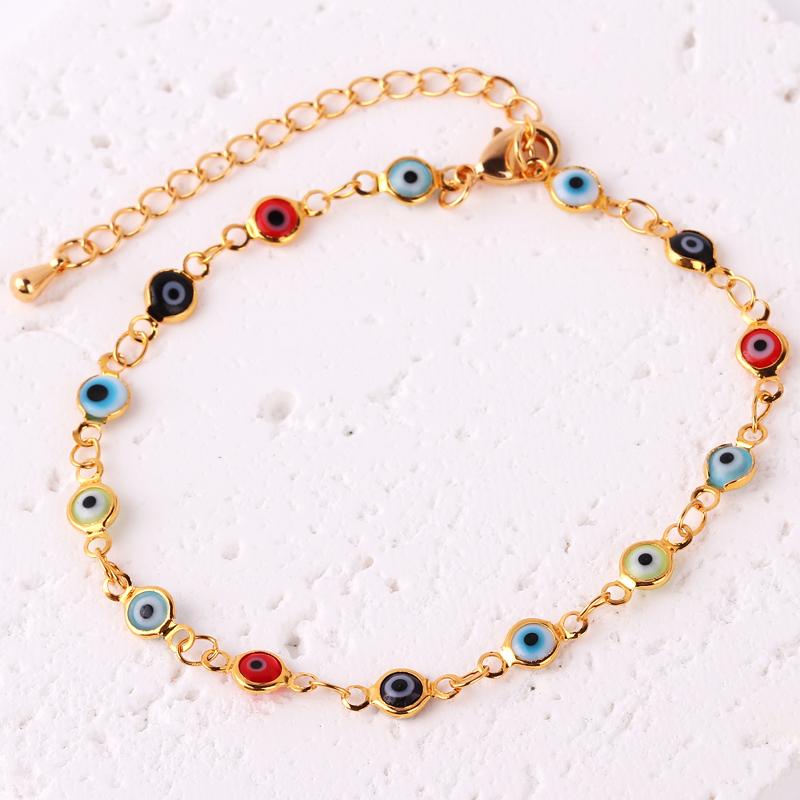 Gold Filled Mix Style Evil Eye Enamel Jewelry Gold Color Hand Turkish Chain Bracelet Boho Women Gift