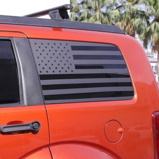 For Dodge Nitro 2007-2012 USA Flag Carbon Fiber Rear Window Sticker Decal Trim
