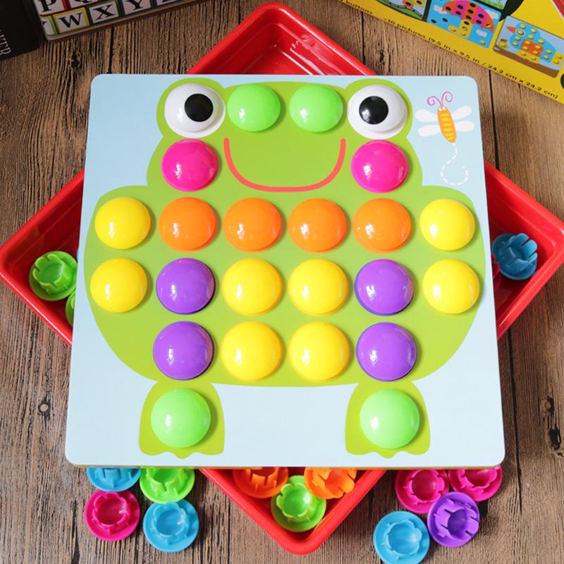 Children's Large Particle Button Art Board: Educational Hands-on Mushroom Nail Puzzle Toy for Kindergarten