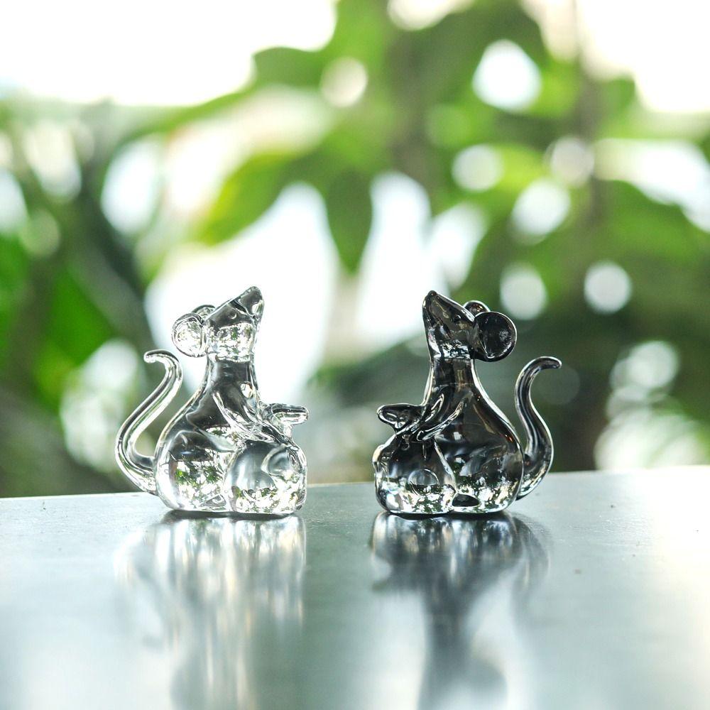 Attracting Wealth Crystal Rat Ornament Exquisite Table Ornaments Beautiful Animal Model  Desktop