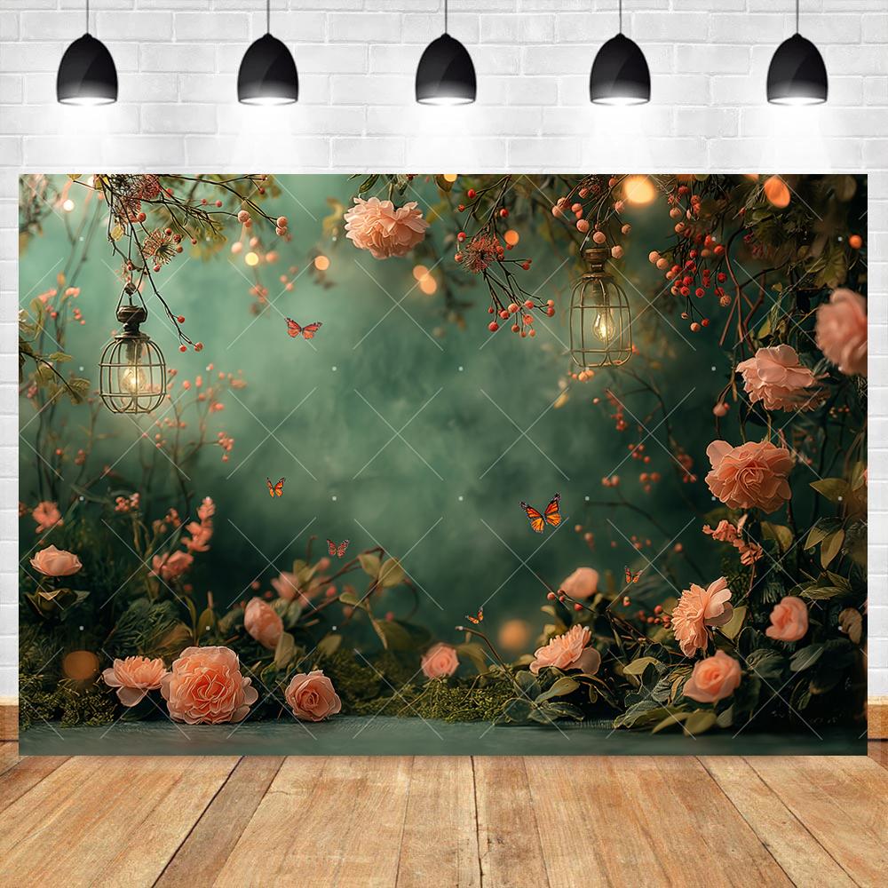 Spring Floral Purple Butterfly Backdrop Decor Cake Smash Baby Shower Kids Portrait Custom Photography Background Studio