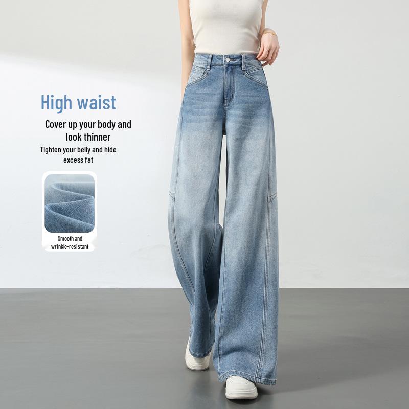 High-Waisted Straight Leg Plus Size Jeans for Pear-Shaped Women 32, 146-155 lbs