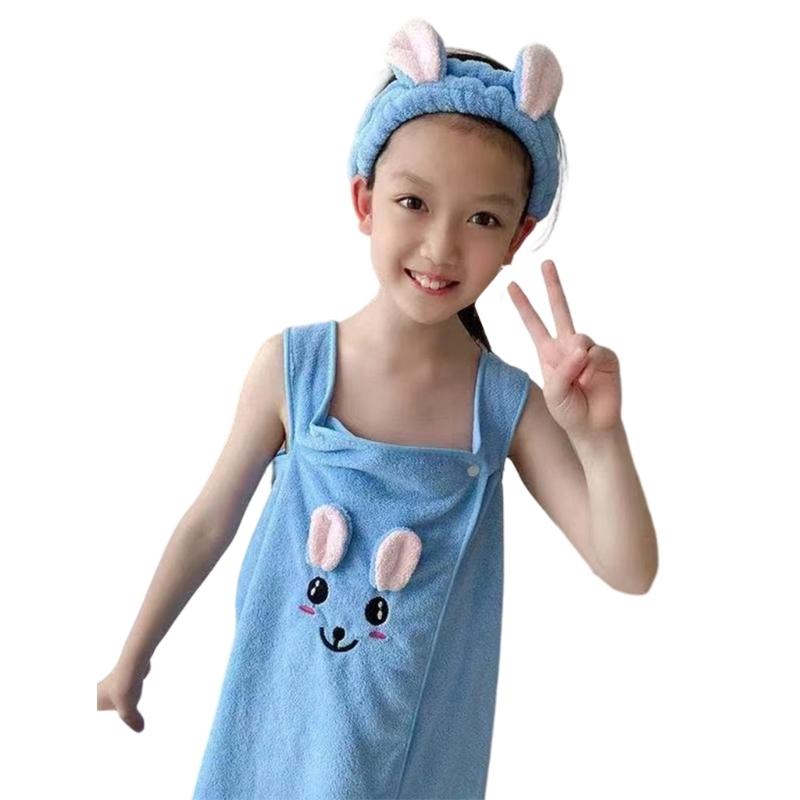Kids Bathing Towel Comes With Hair Accessory Gentle On Sensitive Skin