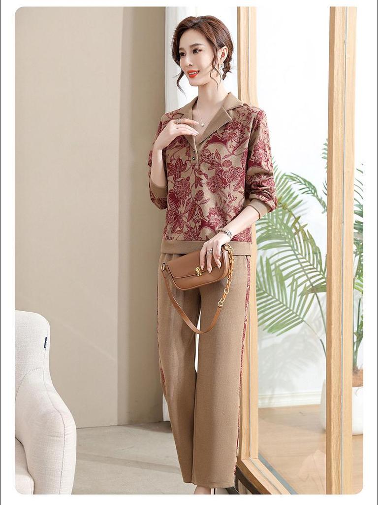 2023 Autumn Two-Piece Suit for Middle-Aged Women - Elegant Sportswear Set for Spring and Fall