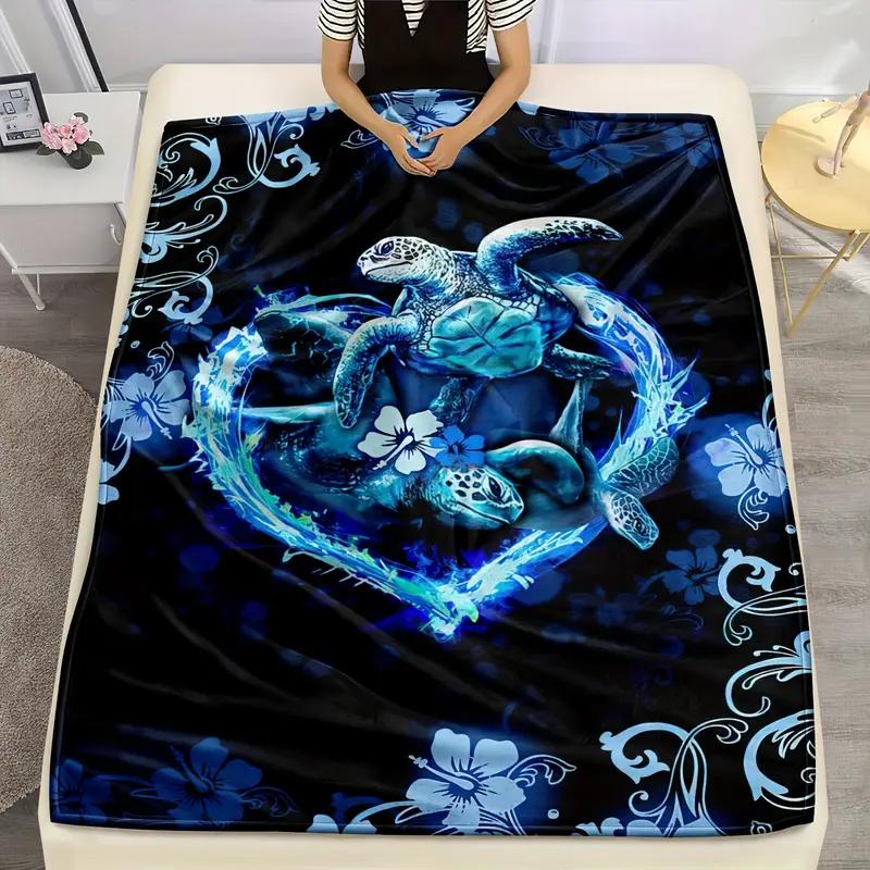 Turtle Pattern Flannel Blanket, Sofa Blanket, Gift Blanket Suitable for Sofa, Bed, Office and Camping Christmas Halloween