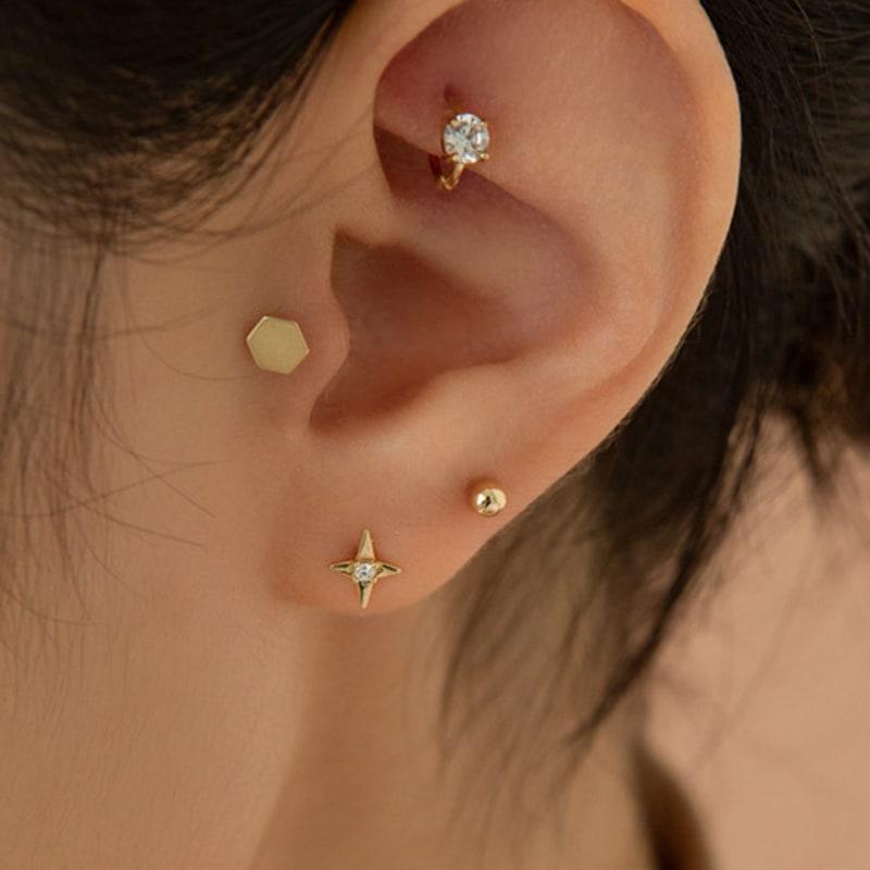 LUNNE 14k Star-Cubic Piercing (14K Gold) #W05