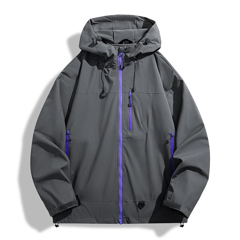 Men's Hard Shell Jacket Waterproof Windproof Outdoor Hiking Hooded Coat