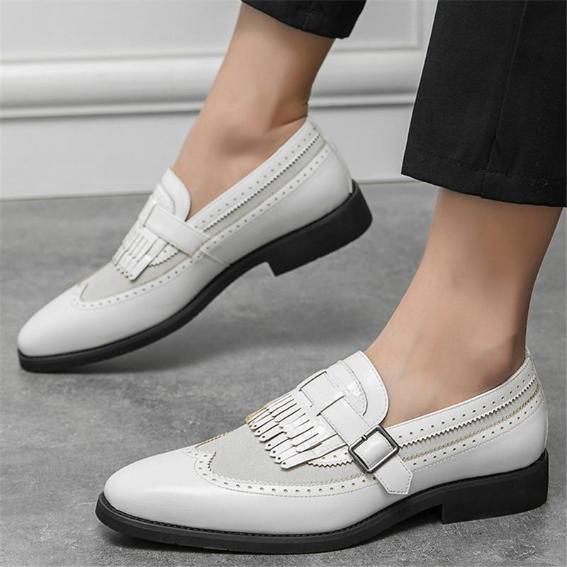 Marken Designer Neue Herren Spitze Quasten Lackleder Kleider Freizeit Schuhe Gemischte Monk Strap Loafer Hochzeits Heimkehr Schuhe