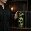 Atmospheric Props for Party 3Pcs Halloween 3 Tier Skull Bookends, Gothic Resin Bookshelf Decor Office, Spooky Office Desk Decorations Skeleton