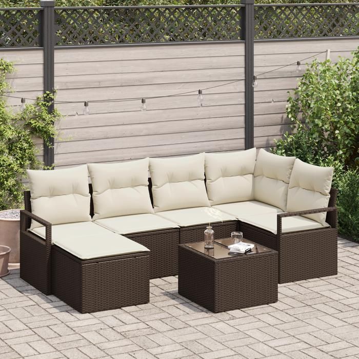 VidaXL Ensemble de Canapés de Jardin de 6 Pièces avec Coussins en Poly Rattan Gris 3346458
