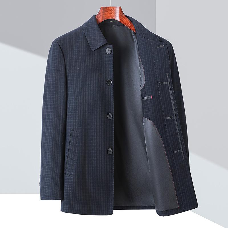 Middle-aged Buttoned Wool Jacket Men's Autumn Business Coat Top Middle-aged and Elderly Father's Jacket Leader Cadre Jacket