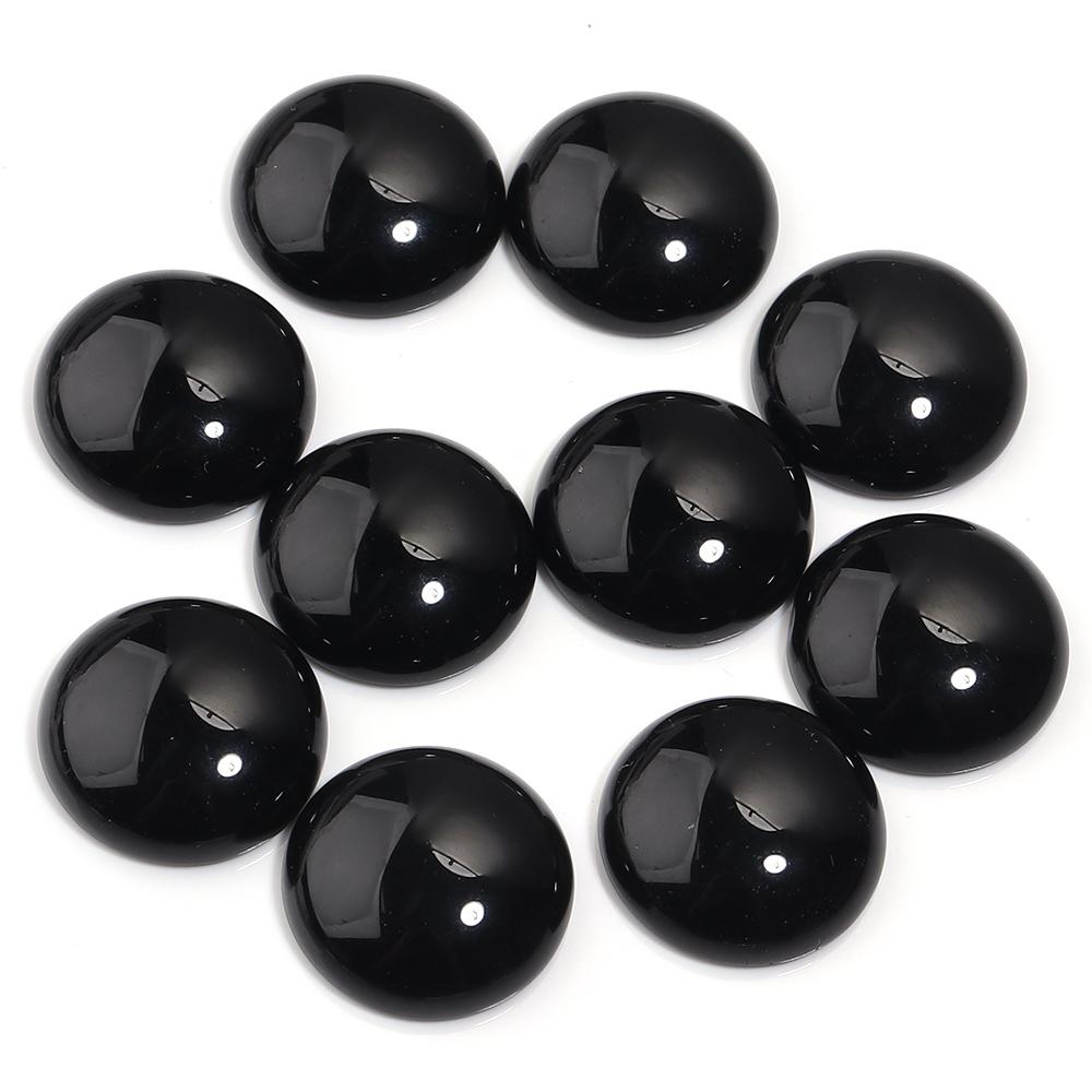5/10pcs Natural Stone Cabochon Black Agate Round Flatback Cabochon Loose Beads For Jewelry Making DIY Ring Pendants Accessories