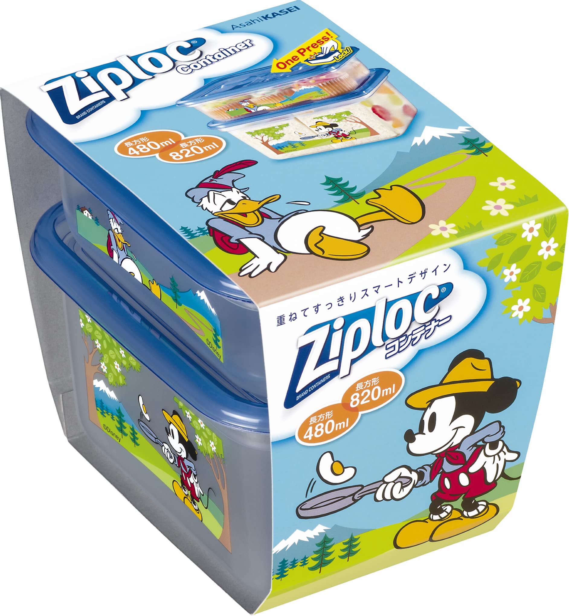 

Контейнер-застежка Ziploc прямоугольный 480 мл 820 мл 1 шт. Микки Друзья 2022 & &