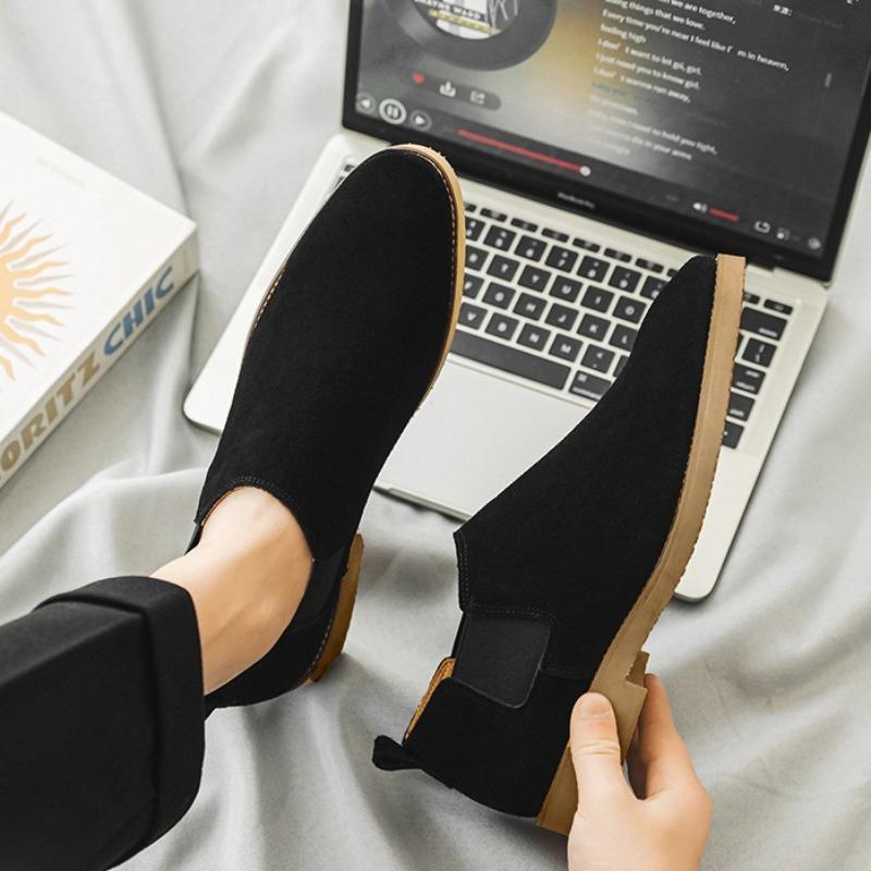 Fashion Luxury Men's Shoes High Quality Suede Casual Shoes Oxford Office Shoes Chelsea Short Boots for Men Slip-On Business Dress Boots