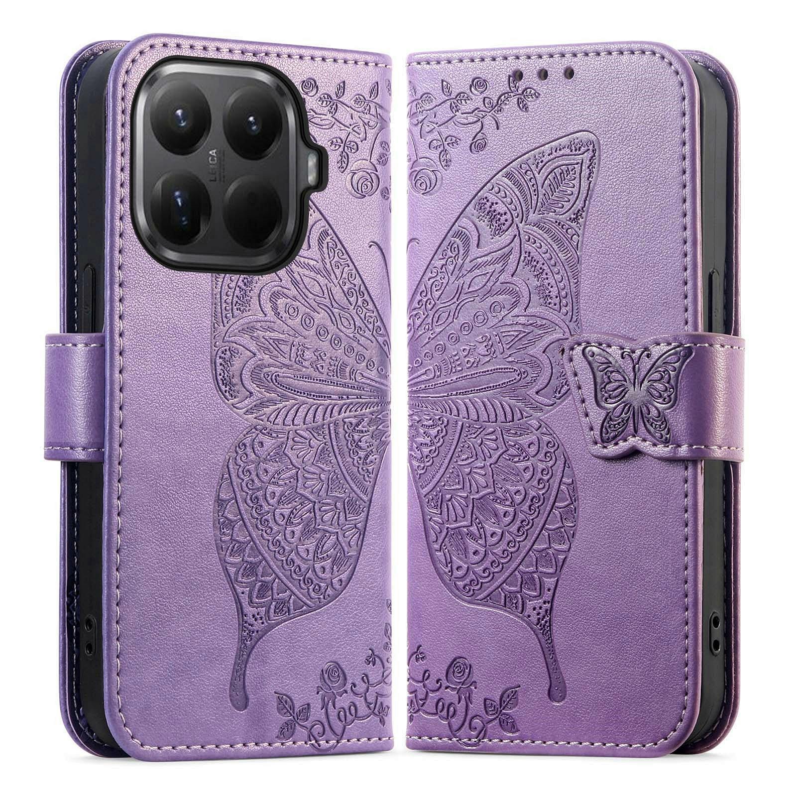 

For Xiaomi 15T Pro Case with Strap Butterfly Pattern PU Leather Wallet Phone Cover