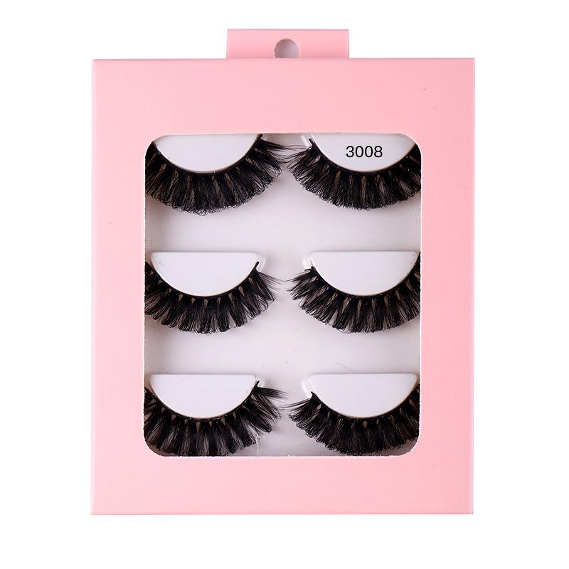 Roll 3 Pairs Of Chemical Fiber False Eyelashes Simulation Curled Thick Eyelashes