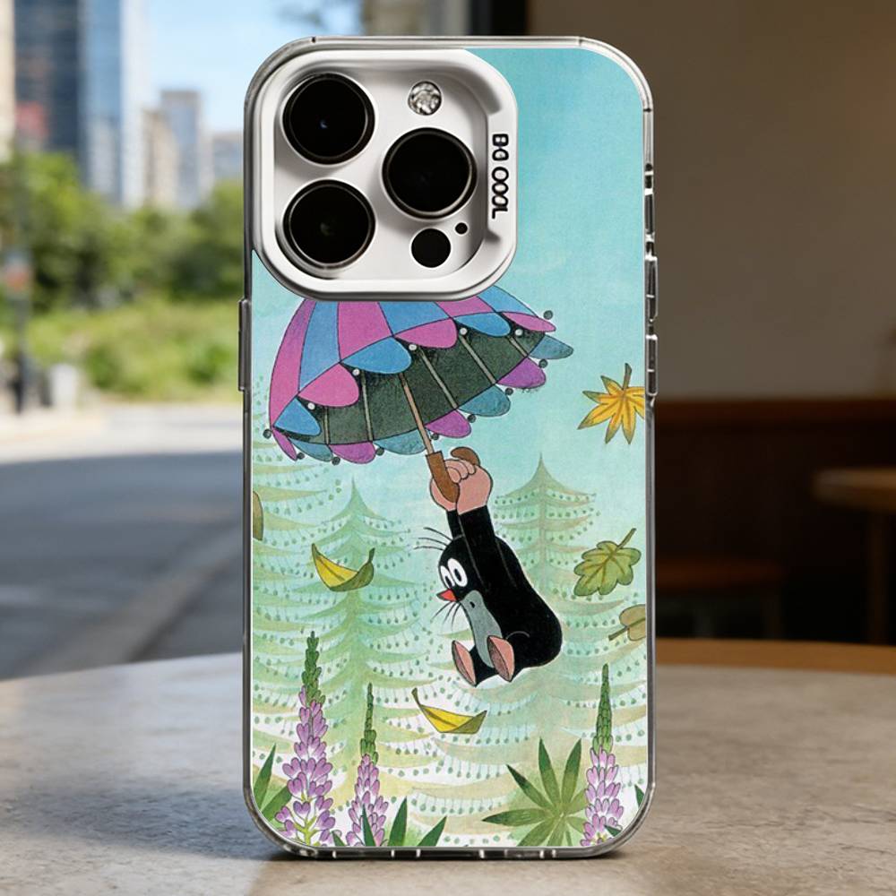 

Cartoon L-Little Mole Case for iPhone 16 15 14 13 12 11 Pro Max Plus Air 16E X XR XS Max Hard Shockproof Bumper Cover iPhone16Plus