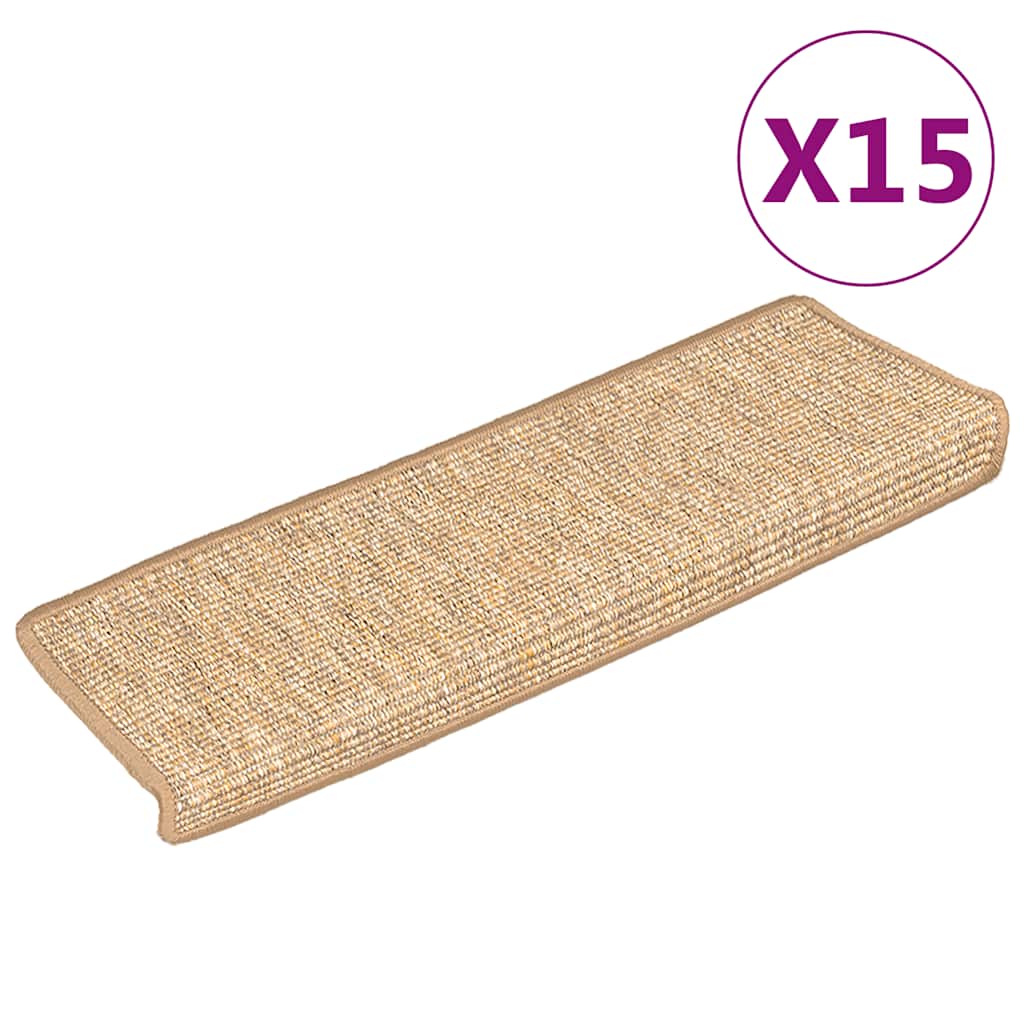 Stair Treads 15 pcs. 65 x 21 x 4 cm Light Brown Rectangular Edge