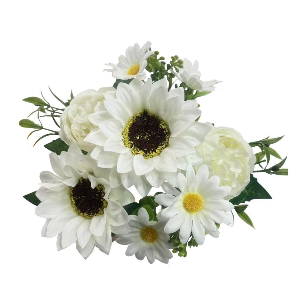 Multicolor Sunflower Artificial Flower Green Leaves Photo Props Faux Daisy Peony Flower DIY Accessories Simulation Sunflower