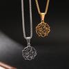 Gold & Silver Vine-Wrapped Inverted Pentagram Square Bead Choker Necklace - 304 Stainless Steel
