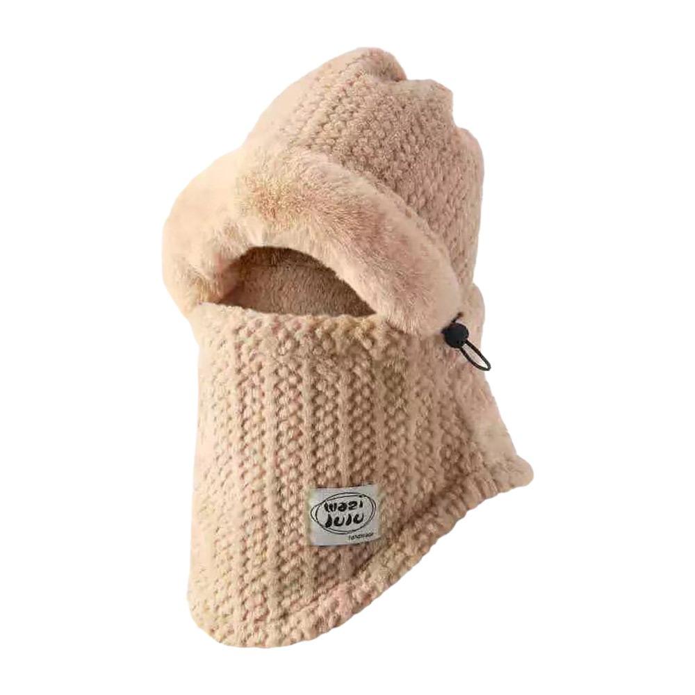 

Утепленная шапка для защиты ушей, ветрозащитный капюшон-маска для лица, повседневный зимний комплект шапка-шарф, унисекс хаки