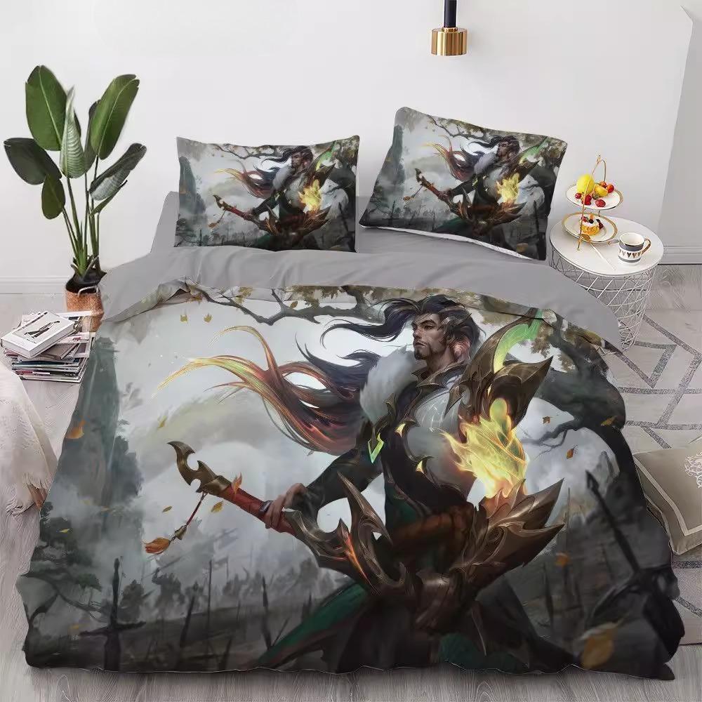 

League of Legends Microfiber Bedding Set Children s Down Quilt Cover Teen Adult Game Pattern Suite Room Decoration 3 Pieces 135x200cm