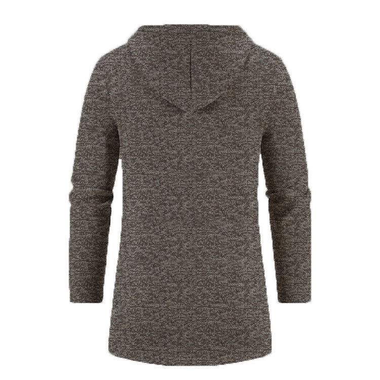 Men's Plus Size Hooded Mid-Length Fleece Knit Cardigan