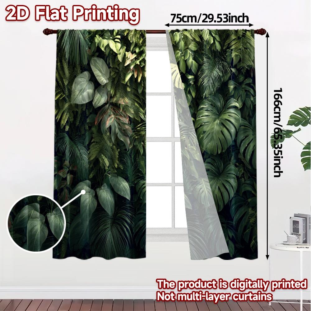 2pcs   2D FLAT PRINTING Curtains (Without Rod) Green Symphony Modern Modern Curtains Polyester Curtains Versatile All Suitable