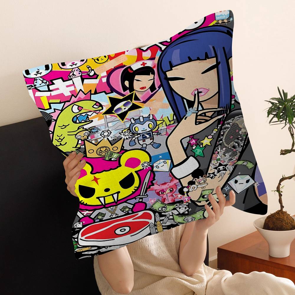 Cartoon Art Kawaii townTokidokiinside Cushion Cover Inches Farmhouse Decor Home Throw Pillow Covers for Couch Decorations