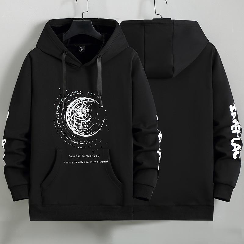 

Зимняя мужская толстовка с подкладкой, утолщенный пуловер с капюшоном, свободная толстовка с капюшоном, куртка больших размеров 4XL-11XL 9XL чёрный