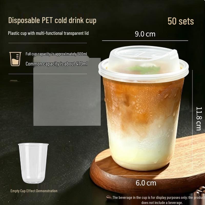 Disposable PET Cold Drink Cups with Lids
